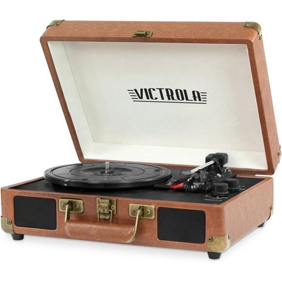 Victrola Vintage 3-Speed Bluetooth Portable Suitcase Record Player - Picture 3 of 4